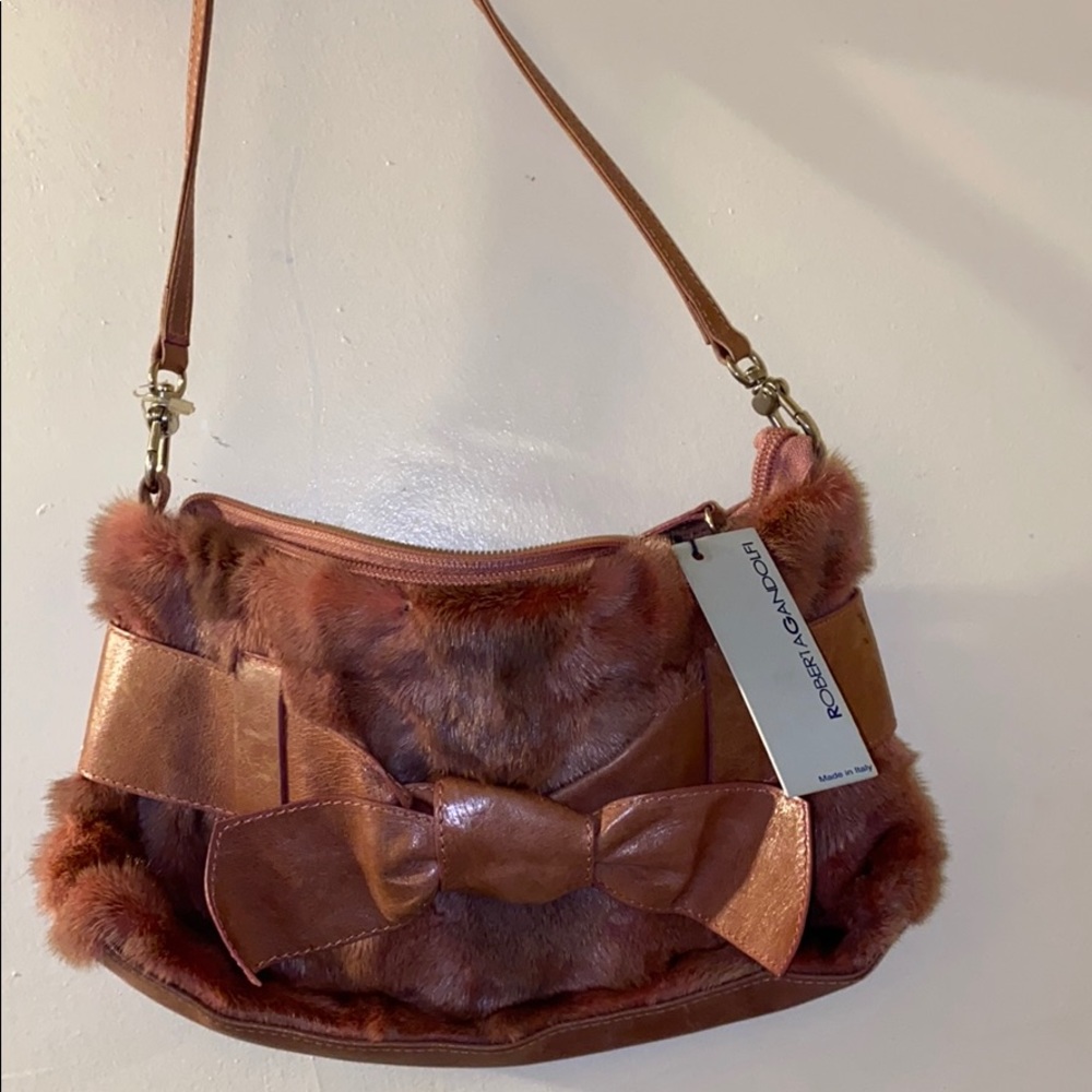 Roberta Gandolfi Pink leather handbag, mink fur